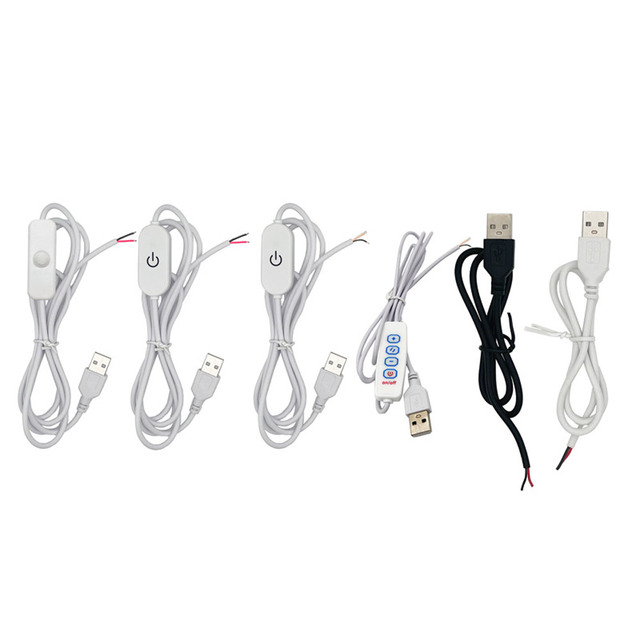 DC 5V USB Switching Power Cable 0.15/0.5/1/1.5m 22AWG White Black DIY Single Color CCT RGB LED Night Lights PVC Cable Power Cord