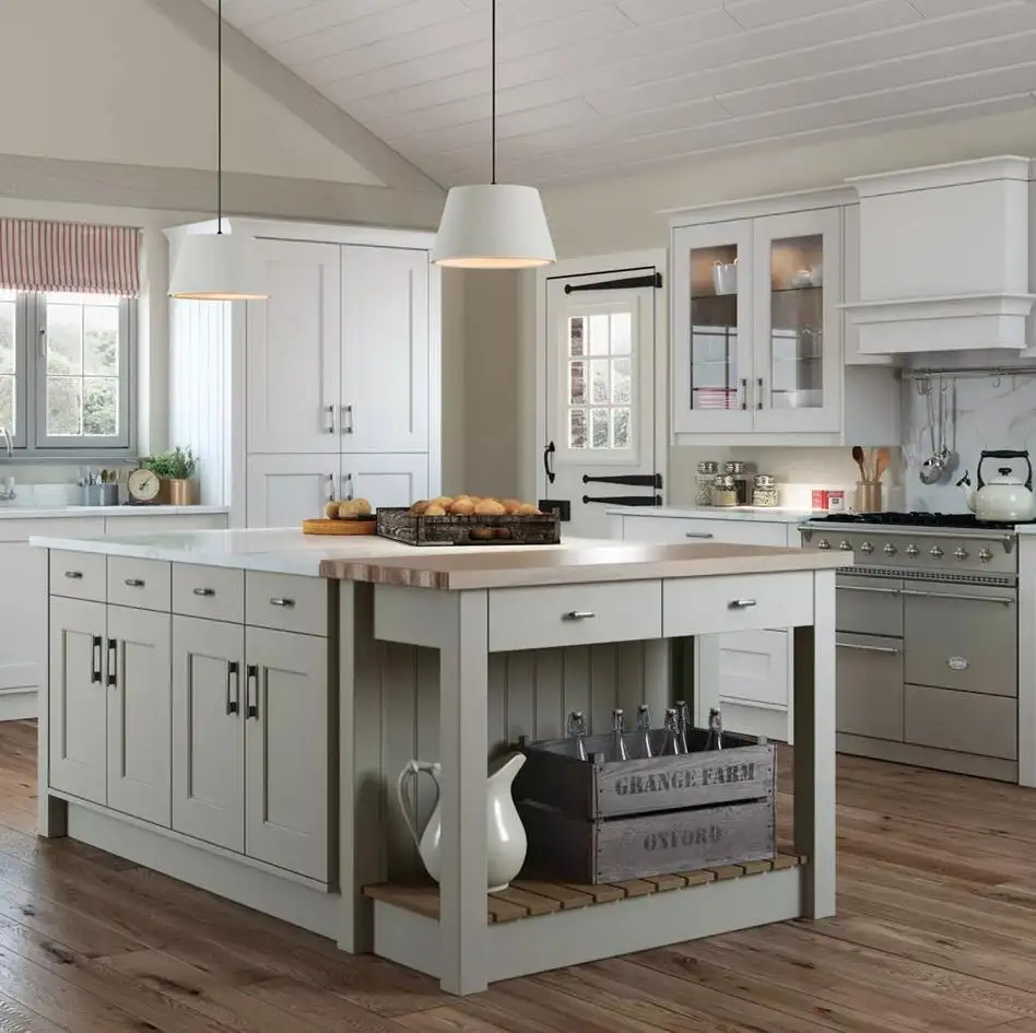 Moderne einfache Designs im europäischen Stil Massivholz malerei Küchen schrank Shaker Schränke