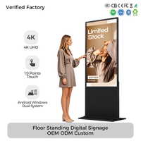 Android 14 Indoor Advertising ScreenTouch Totem Kiosk 43 49 55 65 Inch Floor Standing Digital Signage LCD Video Player