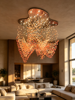 Lustre d'hôtel personnalisé, grand lustre moderne de luxe pour plafonds hauts, lustre en verre d'agate, luminaires de décoration intérieure