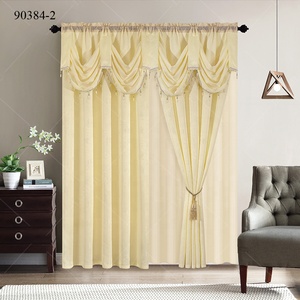 Rideaux occultants élégants avec cantonnières, rideaux jacquard floraux ornés de franges exquises, rideaux double couche - Product Image 4