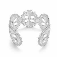 Bracelet de luxe plaqué rhodium 30g en alliage de métal précieux, pureté 100%, rond, creux, texturé brossé