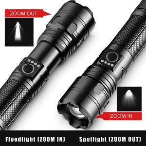 Linterna LED recargable de alto lumen, linterna táctica con zoom, carga USB, resistente al agua, linterna de emergencia para acampar y hacer senderismo - Product Image 3