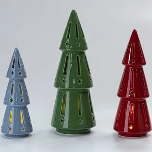 Kunstkeramik Kerzenhalter Weihnachtsbaum hausform bunte Heimdekoration