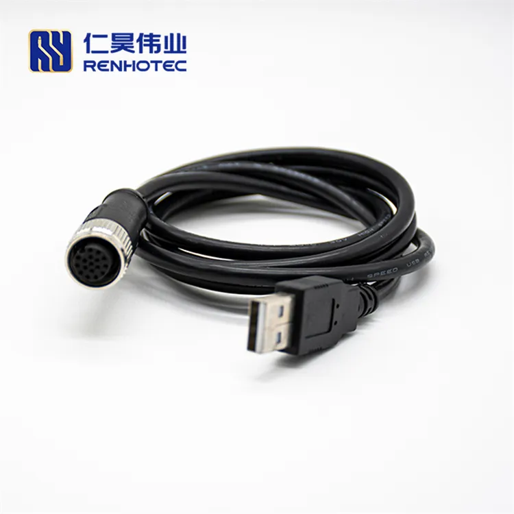 M12 Micro USB IP67 Waterproof Cable Wire Leads Cable/2 4pin Female A-code Connector To M12-1.0mm M12 Ethernet Assembly