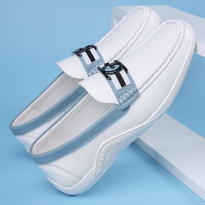 Mocasines Blancos de Piel Suave para Hombre, Zapatos Casuales de Tacón Bajo para Primavera Verano - Product Image 3