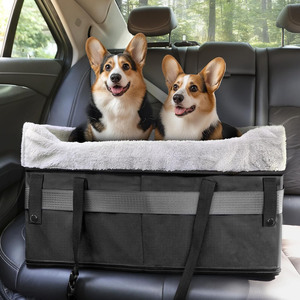 Siège rehausseur double premium pour chien, pour petits chiens, transporteur de voyage pour animaux de compagnie avec ceinture de sécurité pour 2 petits chiens - Product Image 2