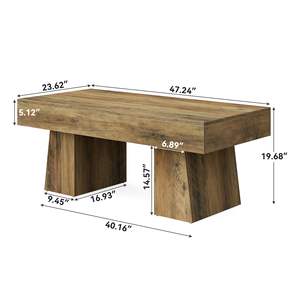 <span class=keywords><strong>Mesa</strong></span> de Centro Estilo Rústico, 47 Pulgadas, Rectangular, de Madera, con Base Gruesa, Moderna, Baja, para Café, Té o Cócteles - Product Image 6
