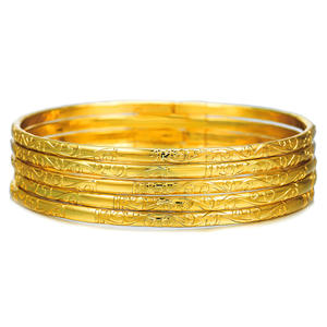 卸売り14k金メッキクーパー厚さ3MMハワイアンジュエリー7ピース/セット女性パーティー用ファッショナブルなバングル - Product Image 5