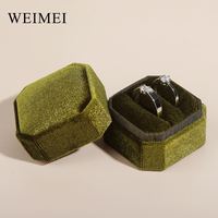 Mini boîte à bagues en velours Style octogone Design coréen parfait pour les bagues de mariage de couple Logo personnalisé disponible