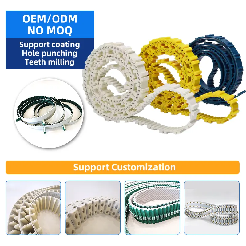 Fabrieksprijs Geperforeerde Verzonken Gaten En Rode Rubber Polyurethaan Pu Coating Pu Sleuftandriemen Synchrone Riem