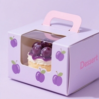 Boîte d'emballage en papier pour gâteau d'anniversaire de boulangerie personnalisée avec fenêtre transparente et poignée pour desserts