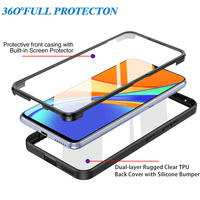 Mode antichoc TPU + PC 360 étui de protection complet transparent pour téléphone portable pour Xiaomi Redmi 9C couverture transparente avec protecteur d'écran