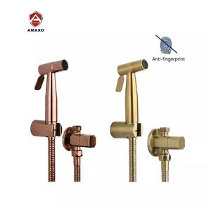 AMAXO Popular Brushed Gold Bidet Sprayer Round For Toilet Bidet Faucet Diaper Sprayer Set With Hose