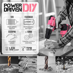 Hisea 81 Piece Cordless Drill Set 18V Lithium Battery Home Maintenance <b>Tool</b> Kit - Product Image 1