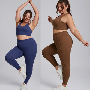 Wholesale XS to 3XL Plus Size Racer Back Sports Bra With <strong>Pocket</strong> Running <strong>Leggings</strong>, Custom Ladies Yoga Set Pilates Fitness Apparel - Product Image 2