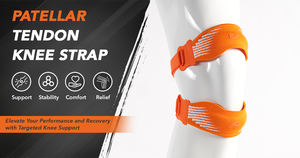 Soutien du genou à double rotule réglable, respirant, en polyester, fermeture à boucle et crochet, course à pied/basket-ball, soulagement de la douleur, ressort - Product Image 6