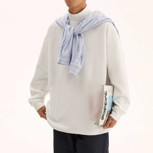 <span class=keywords><strong>T</strong></span>-Shirt Slim Fit Casual invernale stile base da uomo in cotone 100% tinta unita a collo alto a tracolla manica lunga - Product Image 6