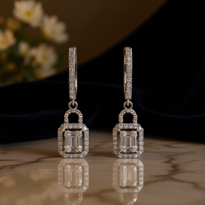 Pendientes de Diamantes en Oro Blanco, Corte Esmeralda, Color D, Naturales, Certificados por GIA, Joyería Clásica para Mujer, para Boda - Product Image 2