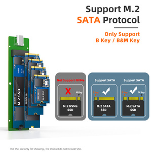 <strong>KINTEC</strong> USB3.0 Type-C 5Gbps M.2 SATA SSD Enclosure Adapter for B+M-Key SSD 2230/2260/2280 Aluminum Case U.A.S.P Support Model - Product Image 6