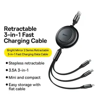 Baseus-Câble USB rétractable 3 en 1 Chargeur rapide pour téléphone Android Type C pour Xiaomi Samsung