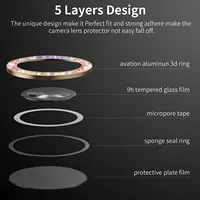 Verre de protection d'objectif à paillettes de diamant pour Samsung Galaxy S25 Ultra Plus, protecteur d'objectif HD transparent pour Samsung S24 Plus, film d'objectif avec anneau métallique