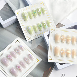 <span class=keywords><strong>Uñas</strong></span> postizas <span class=keywords><strong>cortas</strong></span> al por mayor con punta <span class=keywords><strong>francesa</strong></span>, <span class=keywords><strong>uñas</strong></span> postizas terminadas, reutilizables, hechas a mano, de presión. - Product Image 2