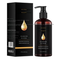 Huile de massage apaisante, raffermissante et hydratante au collagène anti-cellulite, personnalisable sous marque privée, flacon pompe 240 ml, contrat OEM