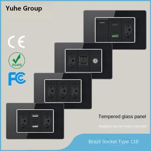 Interruptor de Pared con Panel Gris, Seguridad EU US BR, Interruptor de 1, 2 o 3 Botones - Product Image 2