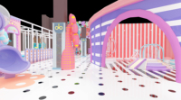 Aire de jeux intérieure commerciale sur le thème du cirque vintage, avec piscine à balles, labyrinthe et zones multi-activités pour centres commerciaux et parcs d'attractions familiales