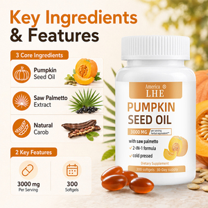 Aceite de Semillas de Calabaza Shecome Premium, Extractos de Plantas, Apoya la Vitalidad del Cabello y la Salud de la Próstata, 300 Cápsulas Blandas de Aceite de Semillas de Calabaza - Product Image 2