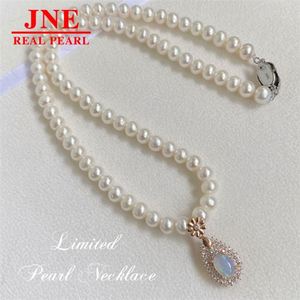 Regalo per la Festa della <span class=keywords><strong>Mamma</strong></span>: Collana con 6 Perle d'Acqua Dolce Naturali e Ciondolo in Opale Naturale 6-8 mm per Regalare alla <span class=keywords><strong>Mamma</strong></span> - Product Image 2
