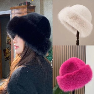 Nouveau chapeau bob en fourrure moelleuse pour <span class=keywords><strong>femme</strong></span>, chapeau de pêcheur en peluche, chapeau d'hiver chaud pour <span class=keywords><strong>femme</strong></span>, chapeau Panama épais pour les jours froids et neigeux, cadeau de Noël - Product Image 2