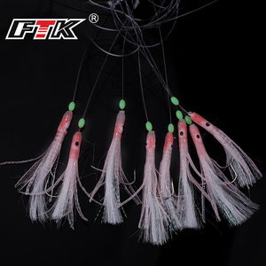 Línea de anzuelos de pesca de agua salada FTK <span class=keywords><strong>Sabiki</strong></span> Rigs con 8 anzuelos de calamar líder de línea de pesca - Product Image 1