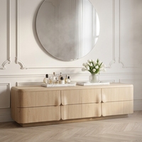 Meuble TV moderne en bois massif chêne blanc pour salon, minimaliste, fait main, écologique, style mid-century, durable, avec rangement