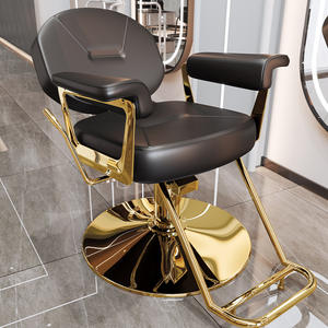 Silla de salón cómoda silla de salón reclinable para estilista de cuero Sillas De <span class=keywords><strong>Barberia</strong></span> salón de corte Silla de peluquero dorado - Product Image 4