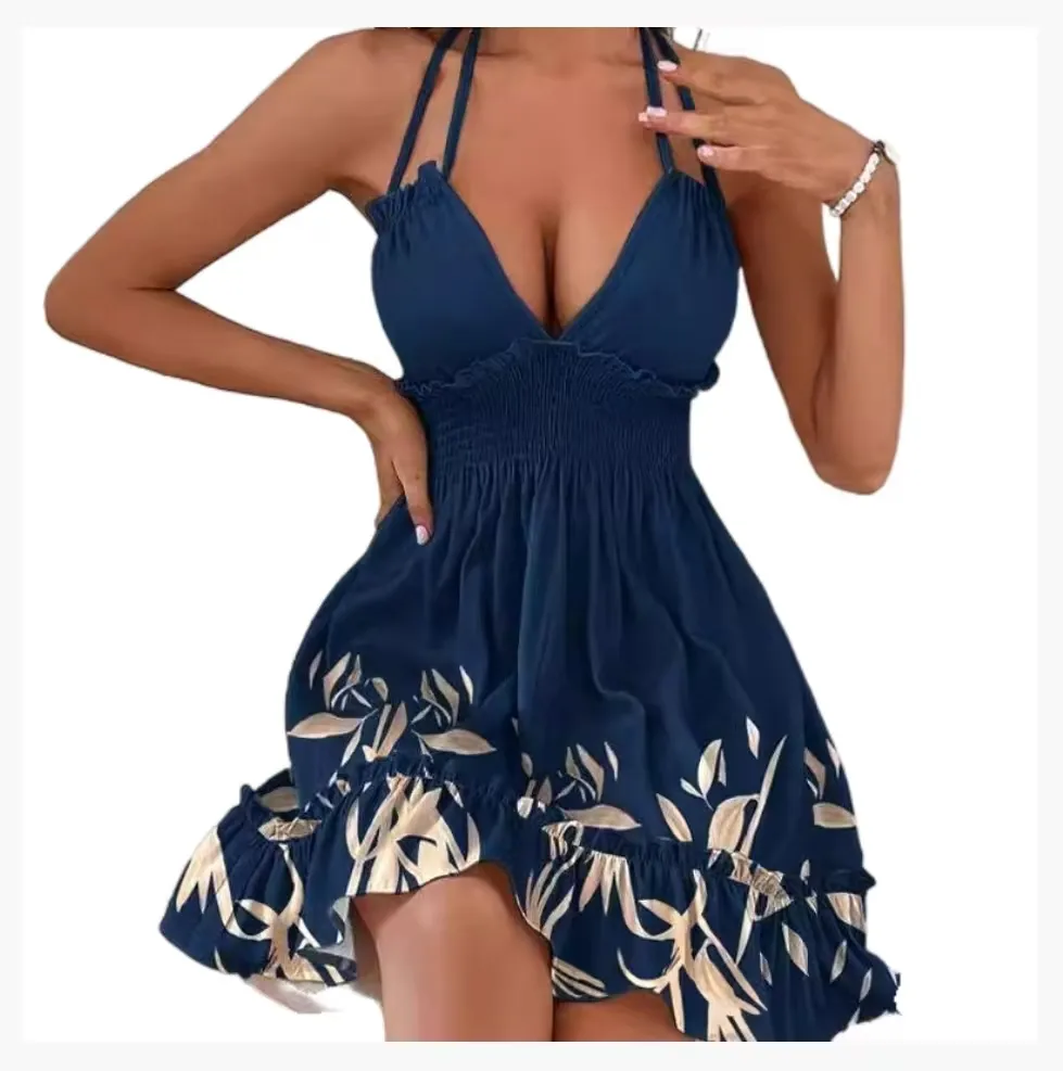 2024 new Deep V sling Women's Dresses Sexy Backless Beach Dresses Women Sleeveless Bandage Dress