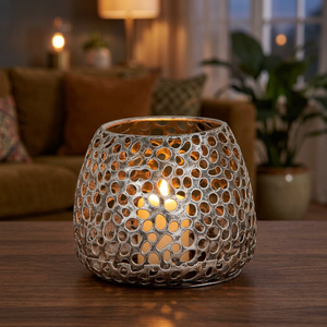 Candelabro de metal plateado artesanal con cinco brazos, soporte duradero para velas, decoración para el hogar, candelabro para rituales luminosos - Product Image 6