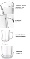 Tasse à café classique en verre borosilicate de 350 ml à double paroi isolée avec poignée Utilisation sûre pour l'espresso