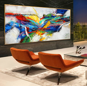 Bức Tranh Toàn Cảnh Dài Mảnh Mai Màu Sắc Tươi Sáng Tranh Trừu Tượng Thủ Công Hiện Đại Khung Quá Khổ Nghệ Thuật Treo Tường Trừu Tượng - Product Image 2