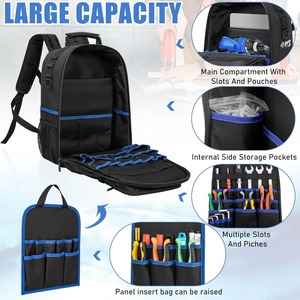 OEM Tool <b>Backpack</b>, Heavy Duty Tool Bag with Padded Shoulder and Removable Tool Organizer, Work <b>Backpack</b>, for Electricians - Product Image 2