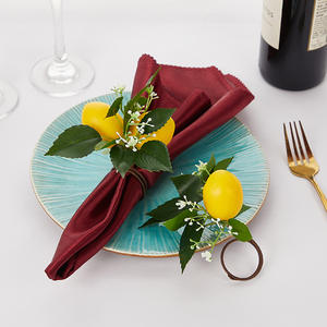 Décoration florale multifonctionnelle en forme de bouteille de vin rouge en verre Mason avec citron frais, petite décoration, simulation d'anneau de serviette doré <span class=keywords><strong>pour</strong></span> mariage - Product Image 4