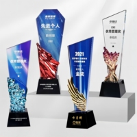 Trophée en verre personnalisé pour événements, compétitions scolaires, cadeaux commémoratifs, trophées sportifs en verre et cristal, coupes de récompense pour le basketball et le football