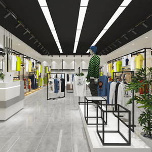 Étagère de présentation pour magasin de vêtements pour hommes, sur pied avec éclairage, tube épaissi, étagère murale personnalisée - Product Image 3