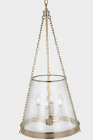 Lampe suspendue Reese de style vintage américain, 14 pouces, villa, salon, hôtel, restaurant, laiton antique, verre perlé, éclairage suspendu intérieur