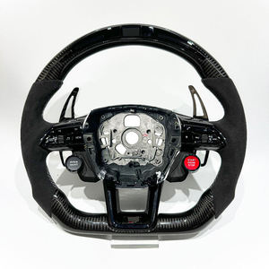 Volant sport à 3 branches en cuir et fibre de carbone de luxe pour <span class=keywords><strong>Audi</strong></span> A4/A6/A8/S6/RS6 - Couleur personnalisée - Product Image 1