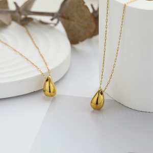 Collar de Acero Inoxidable con Baño de Oro de 18K, Diseño de Gota de Agua, Antideslustre, Personalizado, Venta al por Mayor 2024 - Product Image 4