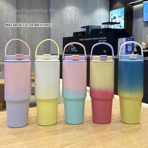 Thermos en acier inoxydable à grande capacité, nouveau modèle, design dégradé, tasse portable pour voiture, compagnon de voyage - Product Image 1