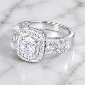 Anillos o alianzas de boda de latón chapado en rodio con circonita cúbica 5A para mujer - Regalo para ocasiones festivas - Product Image 2