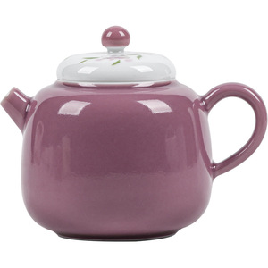 Tetera de Cerámica Guanlan, Color Púrpura Gema, Pintada a Mano con Flores de Glicinia, Pequeña y Redonda con Tapa, para Té de la Tarde, Juego de Té Kung Fu - Product Image 5